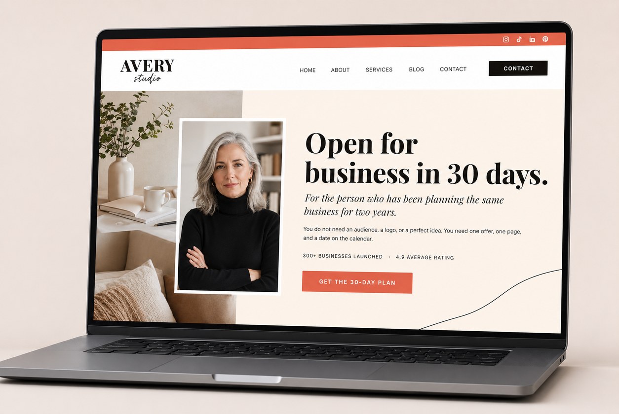 A landing page open on a laptop